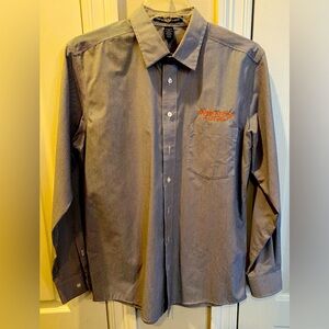 Men's Wheaton College striped Gray Button-Up Shirt. Medium. EUC.